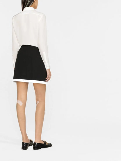 Cut-Out Contrast-Trim Mini Skirt