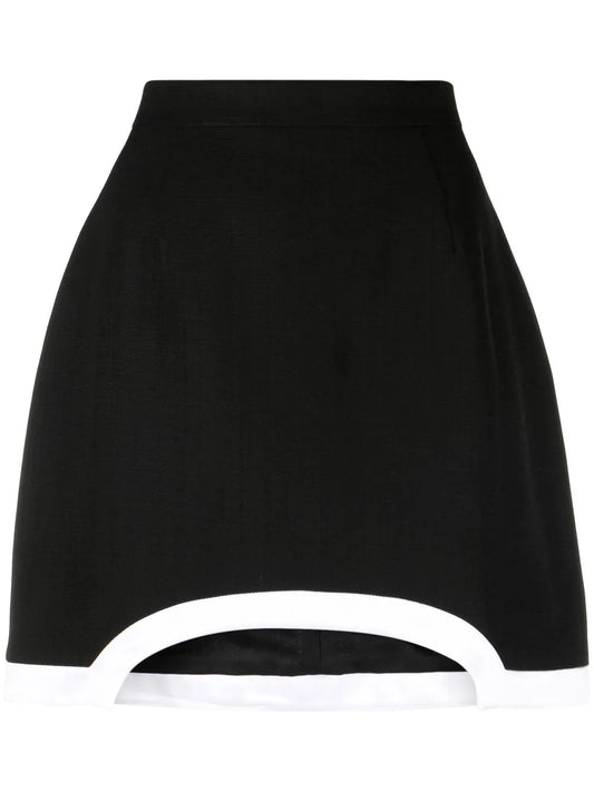 Cut-Out Contrast-Trim Mini Skirt