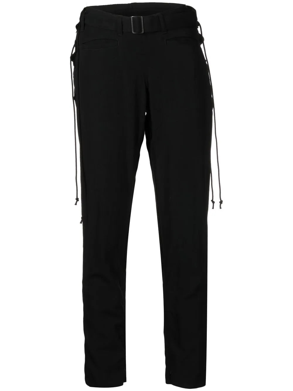 Belted Skinny Wool Trousers