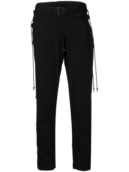 Belted Skinny Wool Trousers