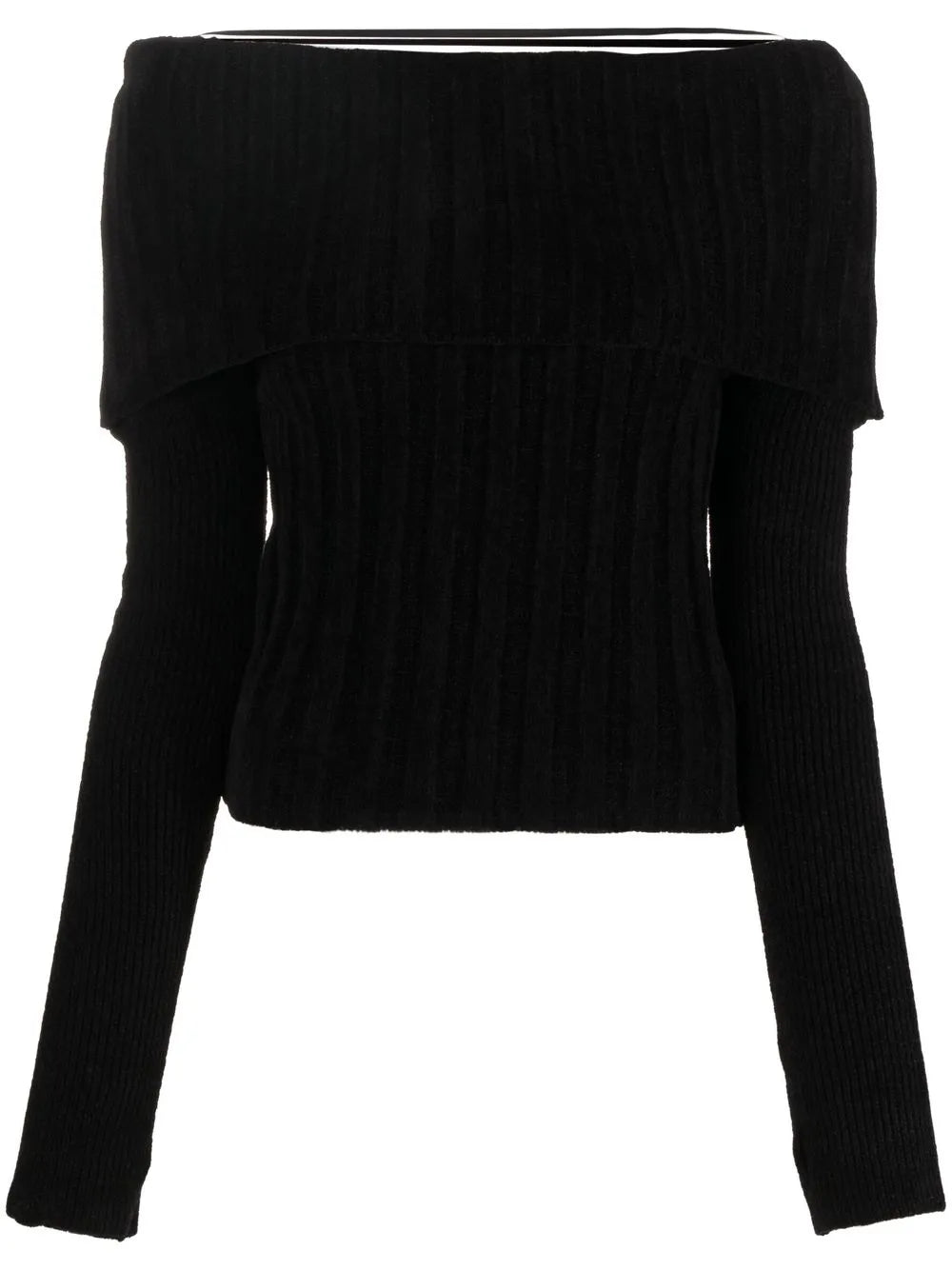 Off-Shoulder Ribbed-Knit Jumper