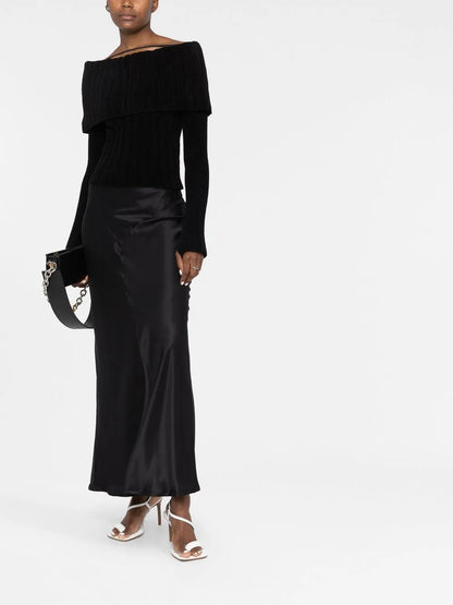 Off-Shoulder Ribbed-Knit Jumper