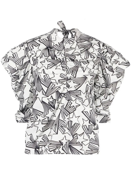 Shooting Stars-Print Puff-Sleeve Blouse