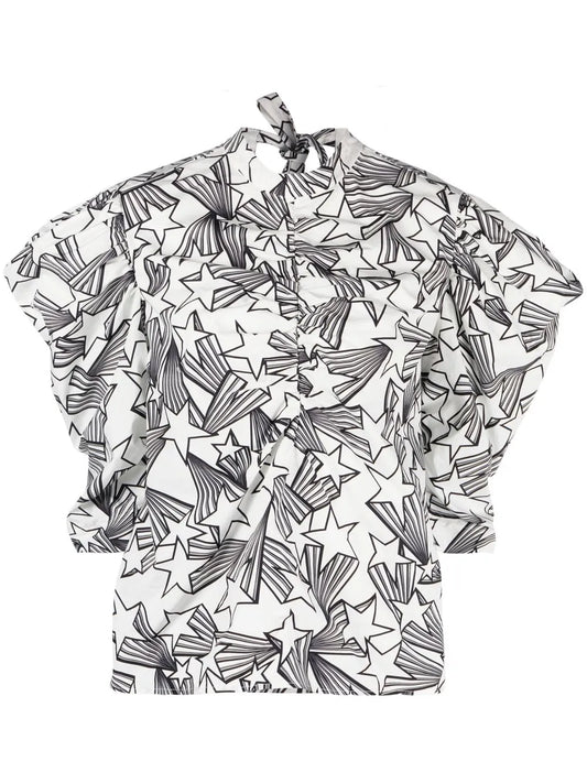 Shooting Stars-Print Puff-Sleeve Blouse
