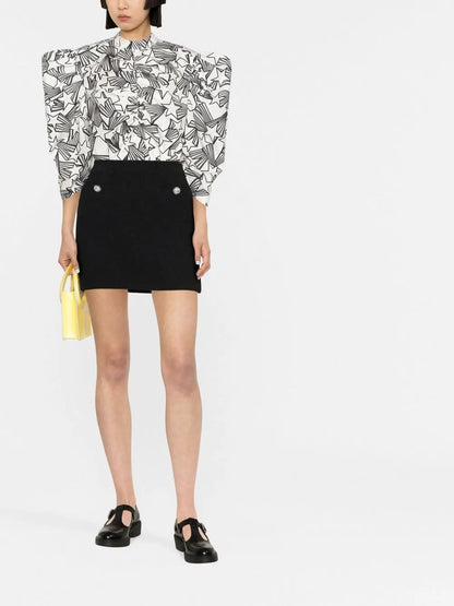 Shooting Stars-Print Puff-Sleeve Blouse
