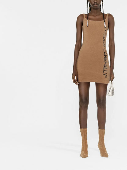 Slogan Detail Fuzzy Mini Dress