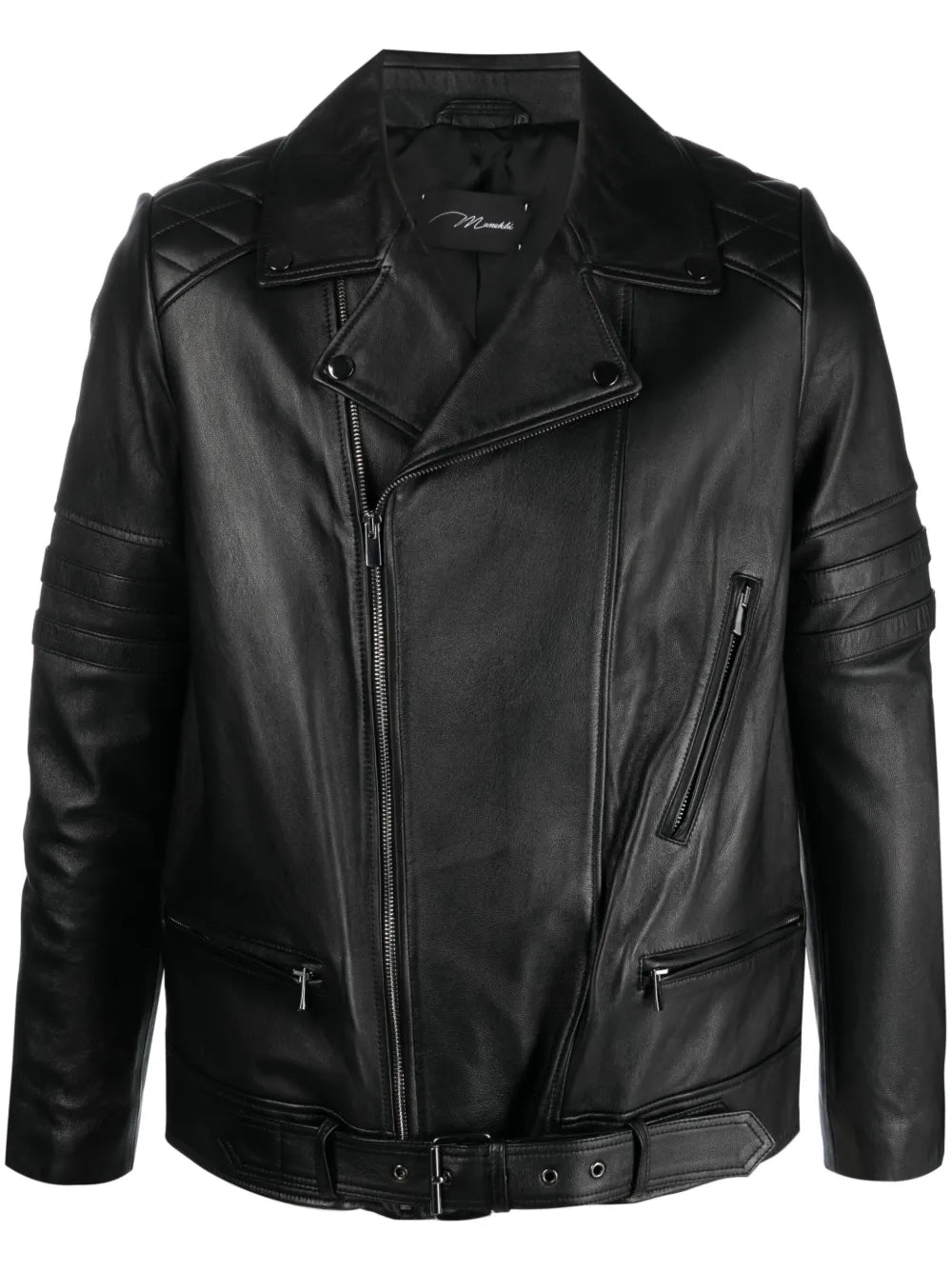 Off-Centre Zip-Fastening Leather Jacket