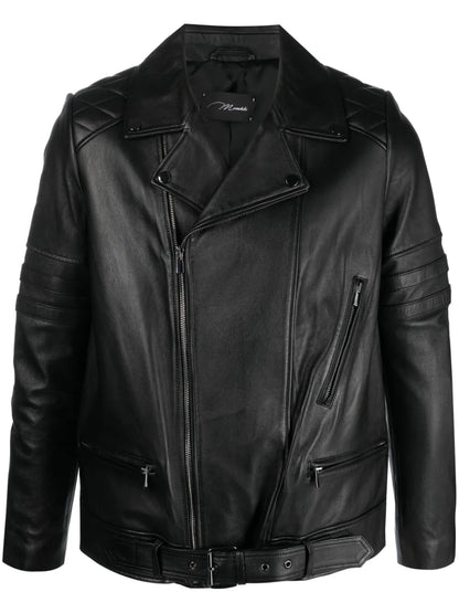 Off-Centre Zip-Fastening Leather Jacket