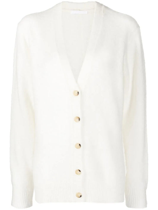 V-Neck Rib-Trimmed Cardigan