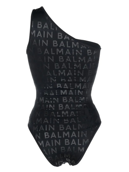 Logo-Print One-Shoulder Swimsuit