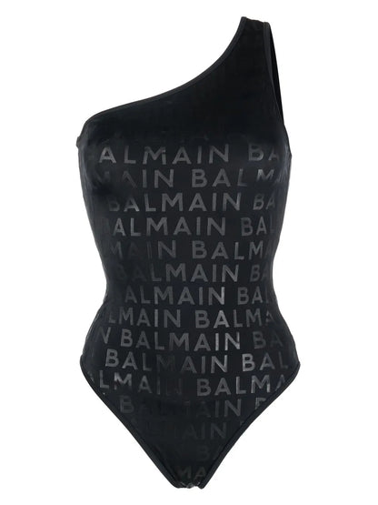 Logo-Print One-Shoulder Swimsuit