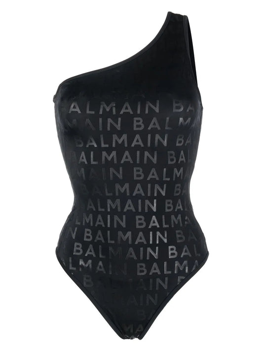 Logo-Print One-Shoulder Swimsuit