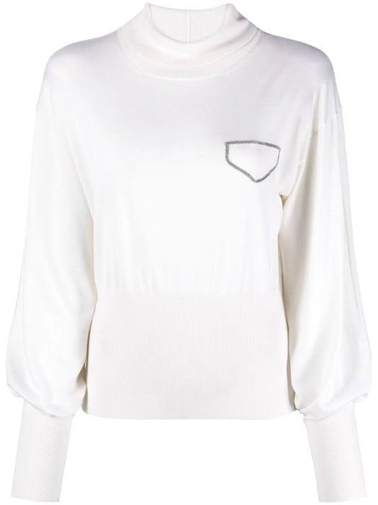 Monili-Detail Knitted Jumper