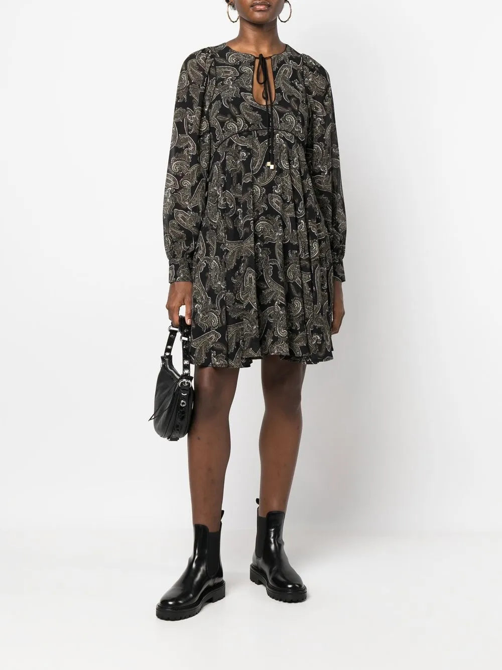 Paisley-Print Long-Sleeve Dress