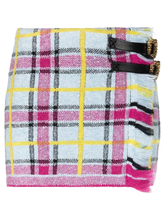 Checked Wool-Blend Mini Skirt