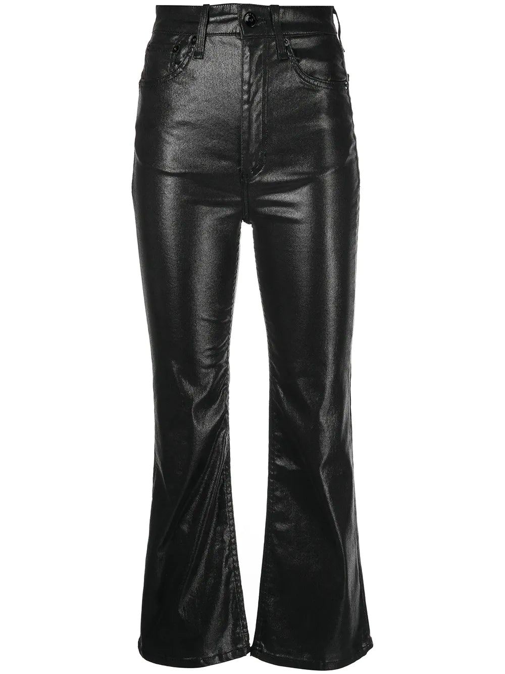 Coated Flared Cropped Jeans