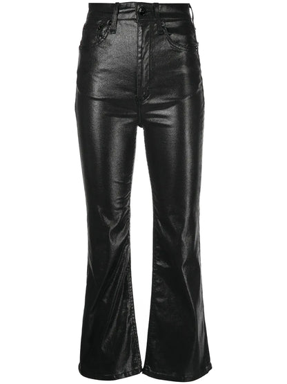 Coated Flared Cropped Jeans