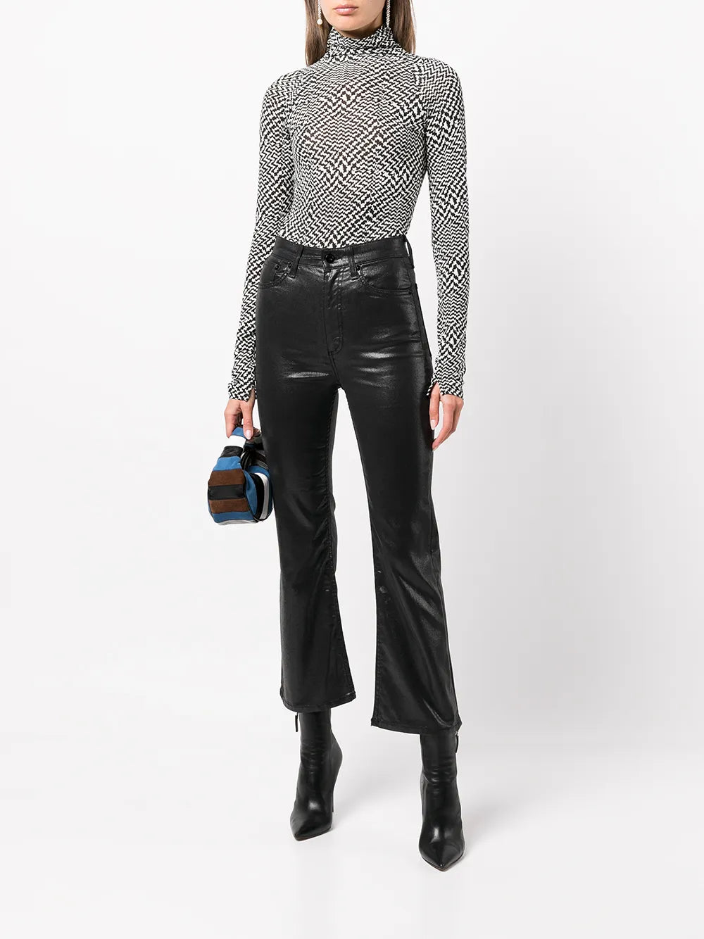 Coated Flared Cropped Jeans