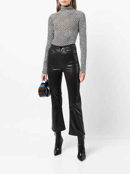 Coated Flared Cropped Jeans