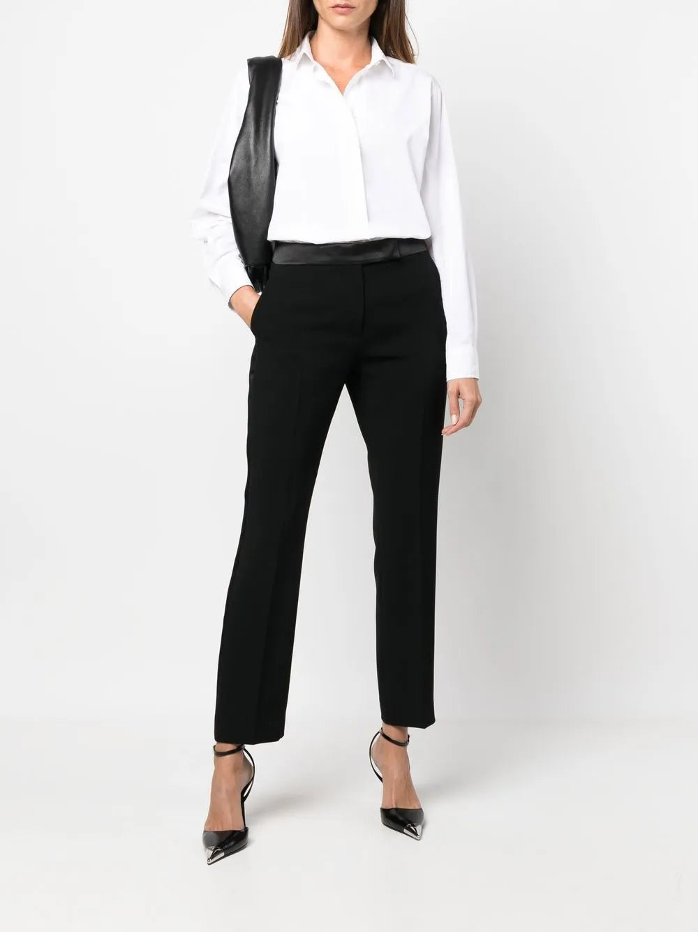 Satin-Trim Slim-Cut Trousers