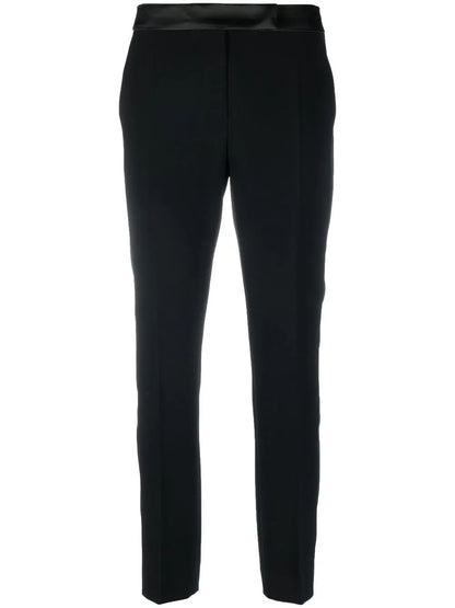 Satin-Trim Slim-Cut Trousers