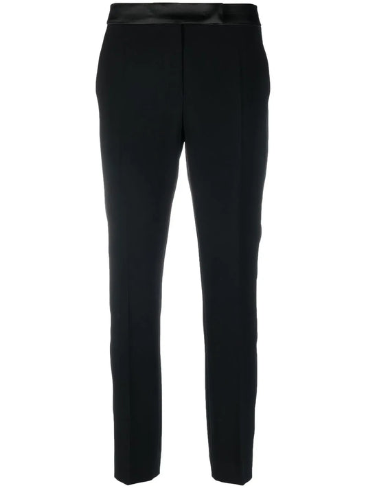 Satin-Trim Slim-Cut Trousers