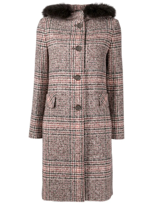 Plaid-Check Print Hooded Coat