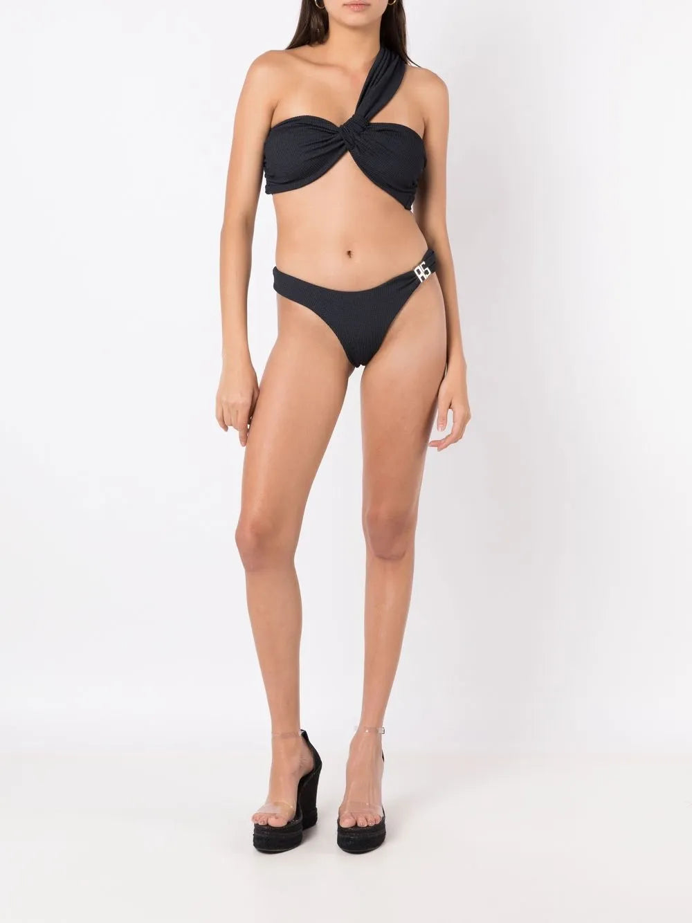 Fine-Ribbed One-Shoulder Bikini