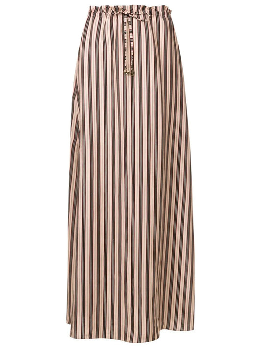 Paper-Bag Stripe Pattern Linen Skirt