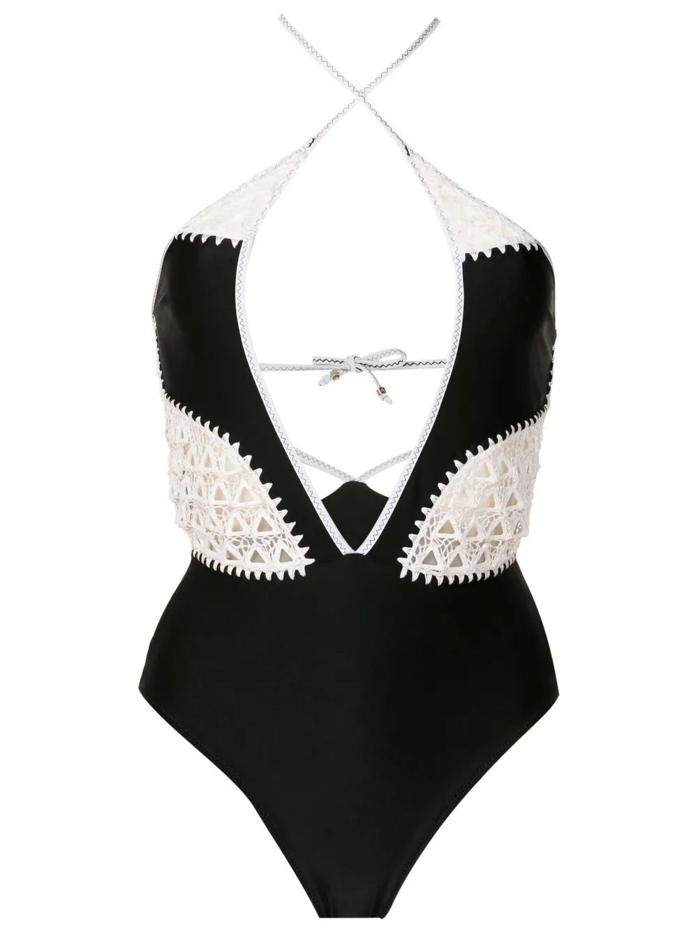 Lace-Detail Halterneck Swimsuit