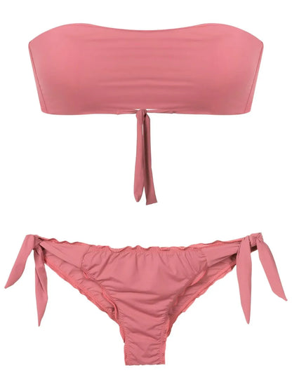 Gathered-Detailing Bandeau Bikini