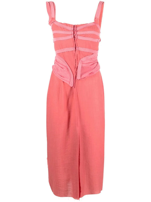 Tape-Detail Sleeveless Midi Dress