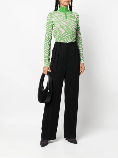 Wave-Print Fine-Knit Jumper