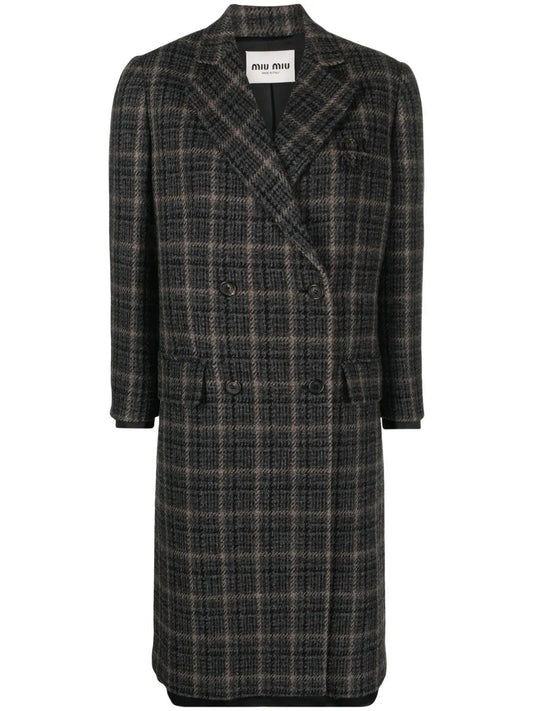 Double-Breasted Plaid Coat