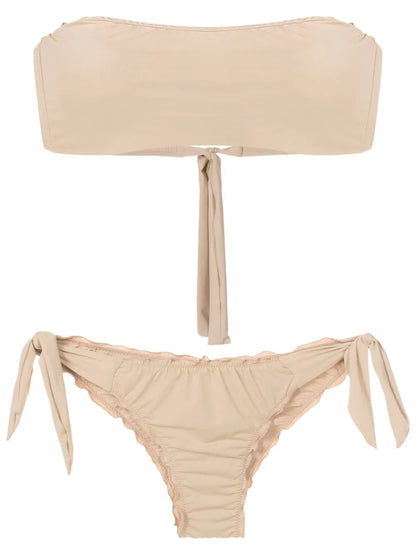 Gathered-Detailing Bandeau Bikini