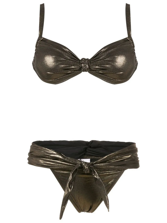 Gathered-Detail Self-Tie Bikini