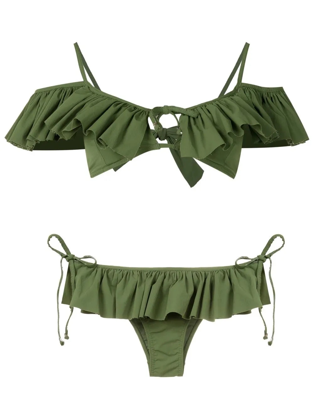 Ruffle-Detail Cold-Shoulder Bikini