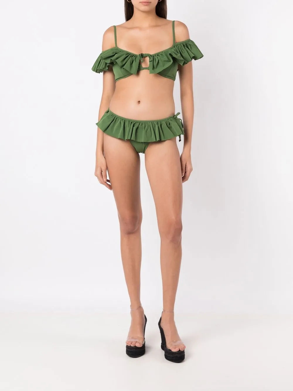 Ruffle-Detail Cold-Shoulder Bikini