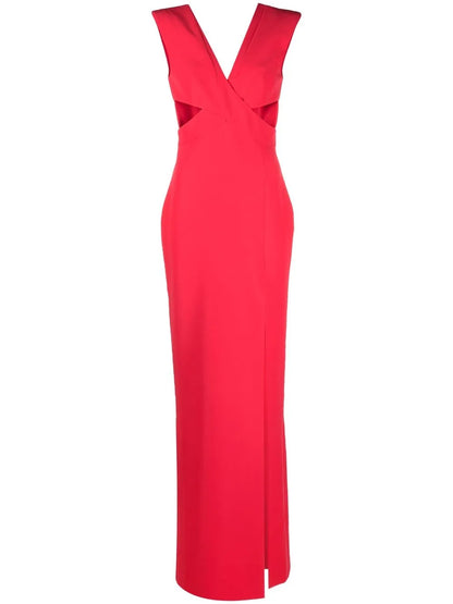 Cut-Out Wrap-Bodice Gown
