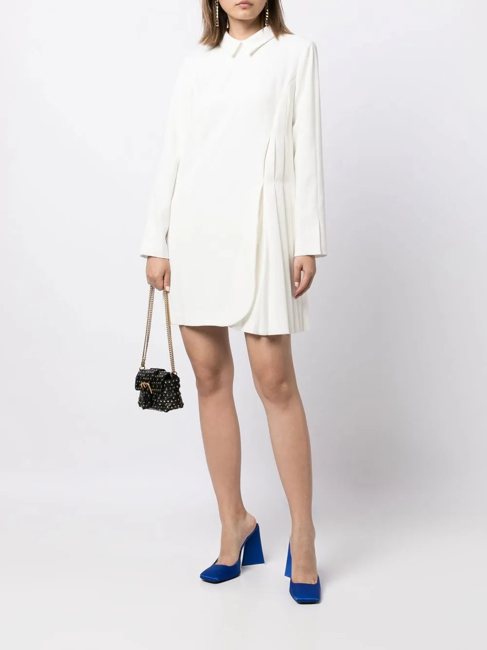 Pleated-Panel Shift Dress