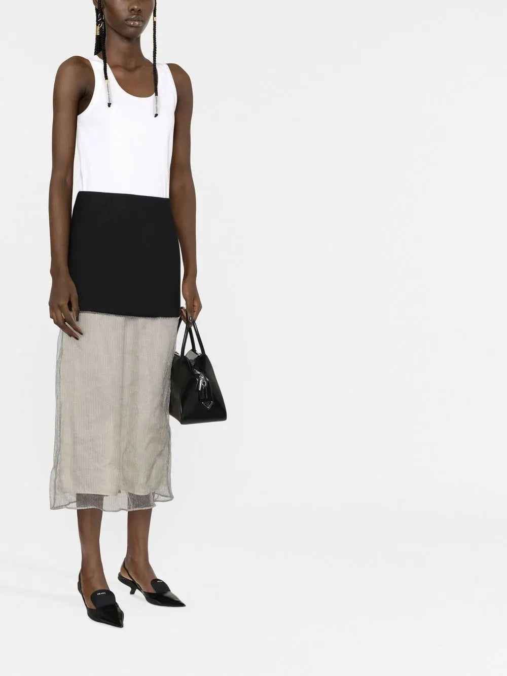 Semi-Sheer Midi Skirt
