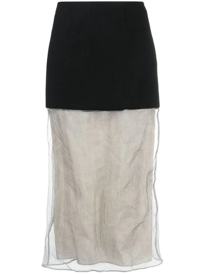 Semi-Sheer Midi Skirt