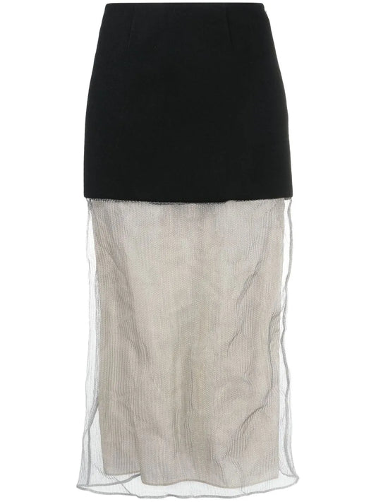 Semi-Sheer Midi Skirt
