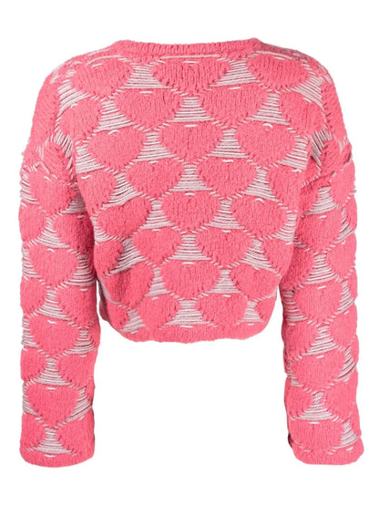 Heart-Embroidery Knit Sweater