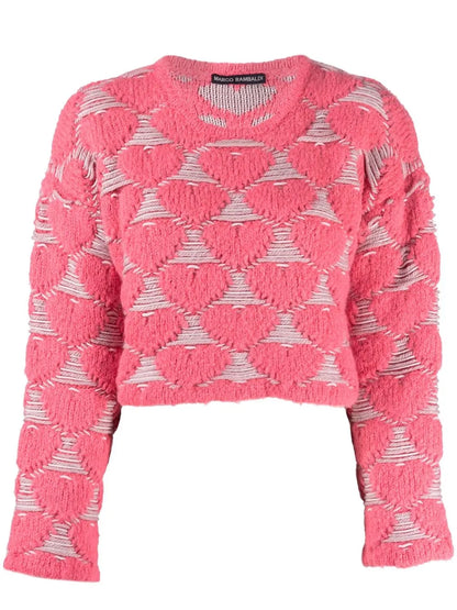 Heart-Embroidery Knit Sweater