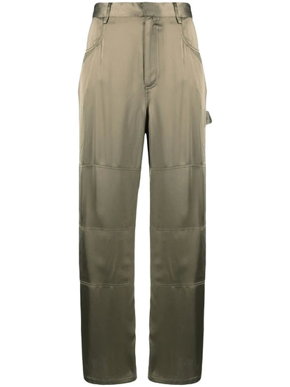 Straight-Leg Satin Trousers