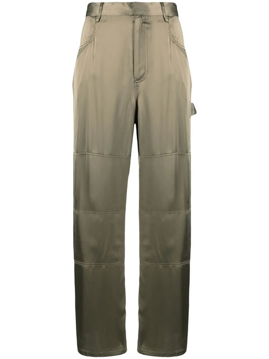 Straight-Leg Satin Trousers