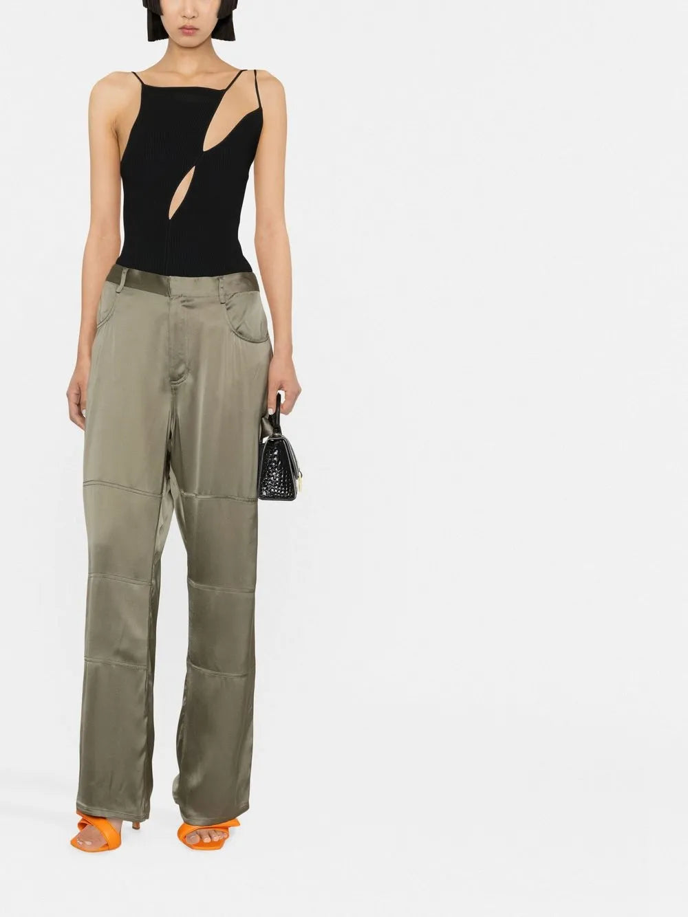Straight-Leg Satin Trousers