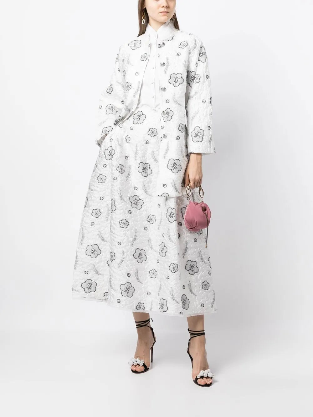Quilted A-Line Jacquard Skirt