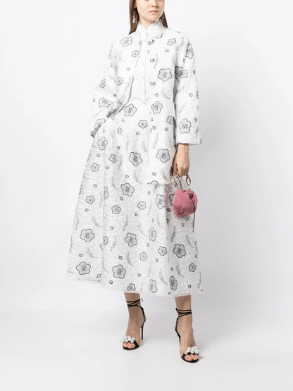 Quilted A-Line Jacquard Skirt